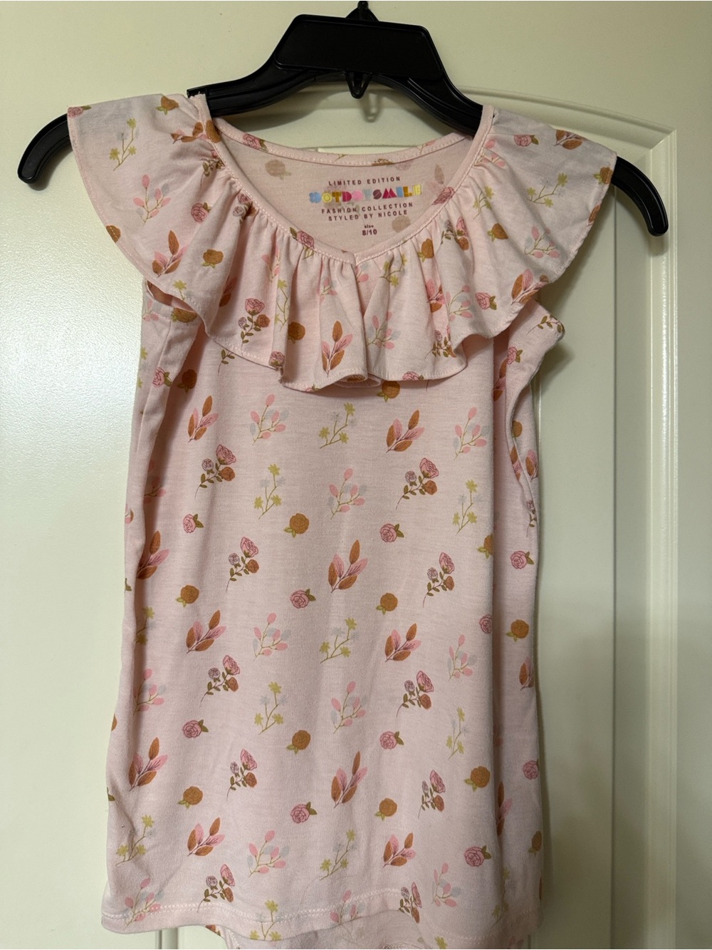 DotDot Smile Limited Edition Light Pink Floral Ruffle Shoulder Girls Too